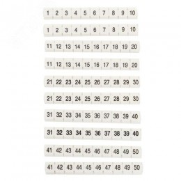 Маркеры для ST/Push-in 2,5 с нумерацией 1-50 для крепления сбоку (100 шт.) EKF