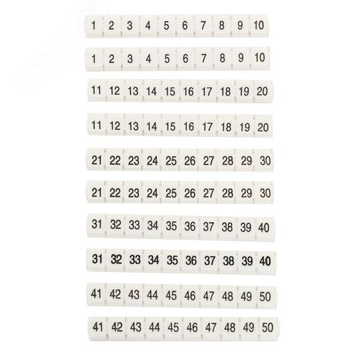 Маркеры для ST/Push-in 2,5 с нумерацией 1-50 для крепления сбоку (100 шт.) EKF