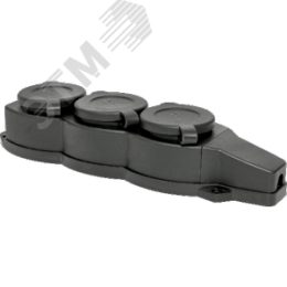 Розетка трехместная с защитными крышками каучуковая 230В 2P+PE 16A IP44 PROxima