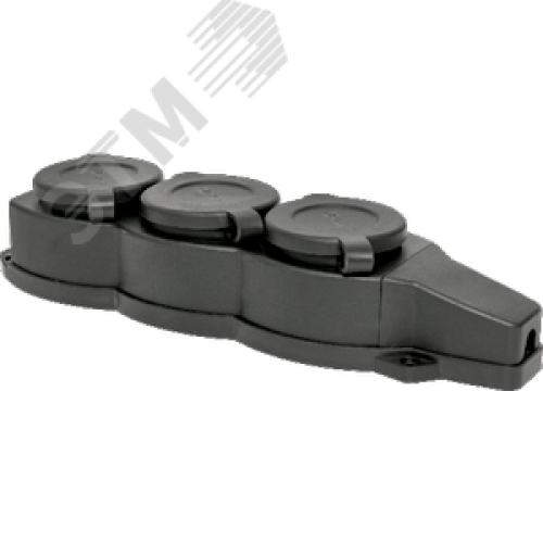 Розетка трехместная с защитными крышками каучуковая 230В 2P+PE 16A IP44 PROxima