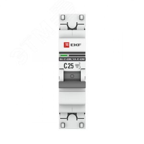Выключатель автоматический 1P 25А (C) 6кА ВА 47-63M c электромагнитным расцепителем PROxima