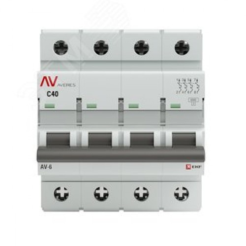 Выключатель автоматический AV-6 4P 40A (C) 6kA AVERES