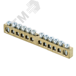 Шина нулевая с заземлением 63.12 латунь