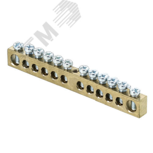 Шина нулевая с заземлением 63.12 латунь