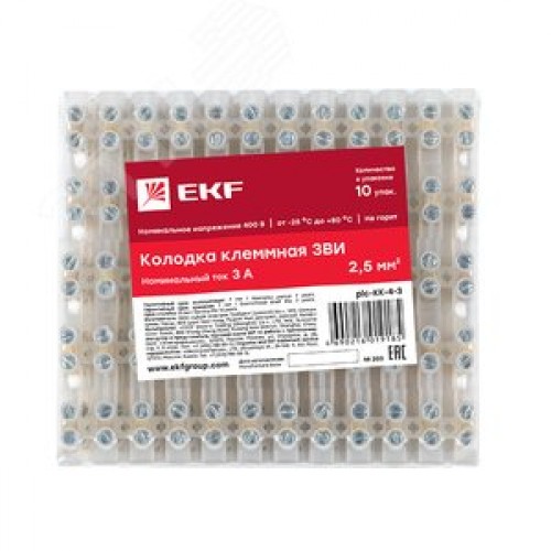 Колодка клеммная полиэтилен 0,5-2,5(4) мм2 3А 12 секций EKF