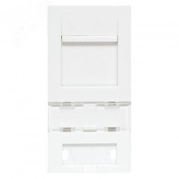 Вставка розеточная TERACOM PRO 45x22.5мм формат Mosaic на 1 модуль Keystone со шторкой и маркером белая