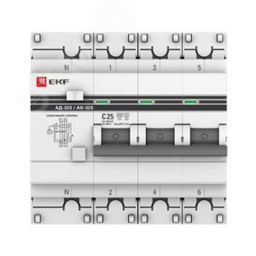 Автомат дифференциальный АД-32 (селективный) 3P+N 25А/100мА PROxima