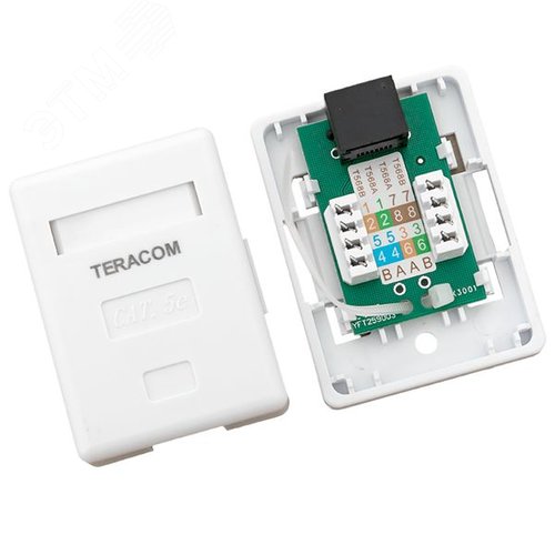 Розетка настенная TERACOM Cat.5E неэкран. 1 порт  RJ-45 Dual IDC белая