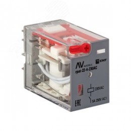 Реле промежуточное с кнопкой и мех. Индикацией RPAt 22/4 5A 230В AC AVERES