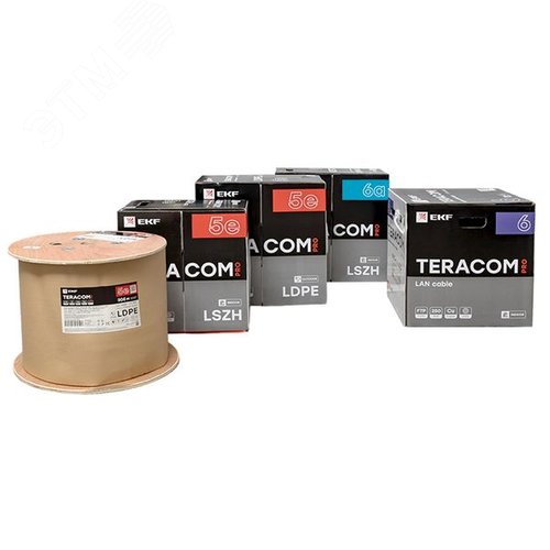 Витая пара TERACOM PRO 5E U/UTP 4 пары solid 24AWG PVC серый 305м