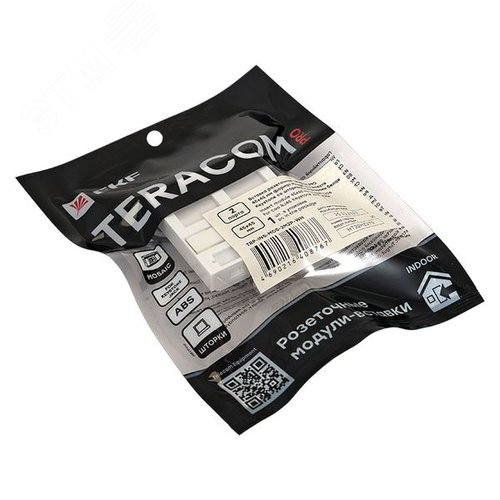 Вставка розеточная TERACOM PRO 45x45мм формат Mosaic на 2 модуля Keystone со шторками и маркерами белая