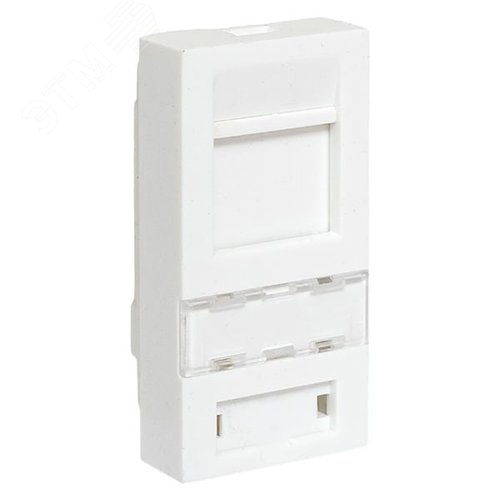 Вставка розеточная TERACOM PRO 45x22.5мм формат Mosaic на 1 модуль Keystone со шторкой и маркером белая