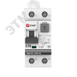 Автомат дифференциальный Автоматический выключатель дифференциального тока АВДТ-63 16А/ 30мА (характеристика C, эл-мех тип AC) 6кА PROxima