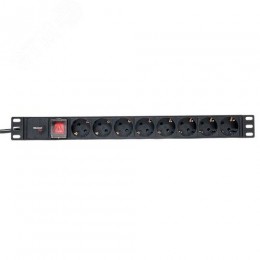 Блок розеток PDU TERACOM PRO 19'' 1U 16А/250В 8 розеток Schuko с выключателем шнур питания длиной 2 метра сечение 3x1.5 мм2 вилка Schuko корпус алюминий черный