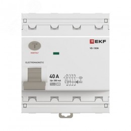 Выключатель дифференциального тока (ВД) четырехполюсный 4P 40А 300mA (AC) эл-мех ВД-100N E1046M40300 PROXIMA EKF