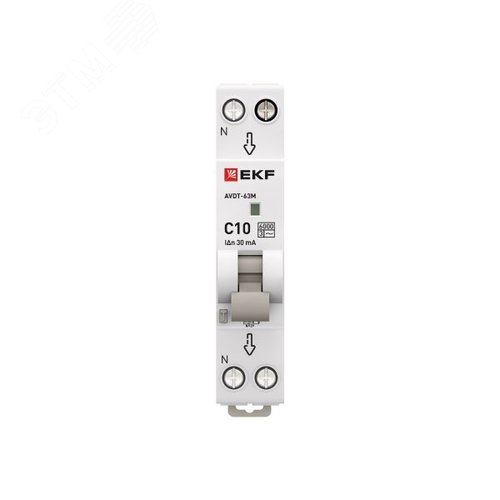 Выключатель автоматический дифференциального тока АВДТ-63М 1P+N (18 м) 10А 30мА характеристика C тип АС электронный 6кА PROXIMA