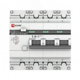 Автомат дифференциальный АД-32 3P+N 16А/30мА (характеристика C, A, электронный, защита 270В) 6кА PROxima