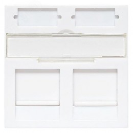 Вставка розеточная TERACOM PRO 45x45мм формат Mosaic на 2 модуля Keystone со шторками и маркерами белая