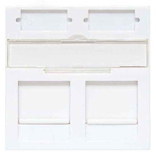 Вставка розеточная TERACOM PRO 45x45мм формат Mosaic на 2 модуля Keystone со шторками и маркерами белая