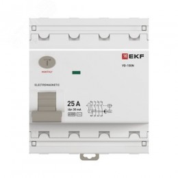 Выключатель дифференциального тока (ВД) четырехполюсный 4P 25А 30mA (AC) эл-мех ВД-100N E1046M2530 PROXIMA EKF