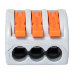 Клемма СМК 222-413 с рычагом 3 отверстия 0,08-2,5(4,0) мм2 EKF