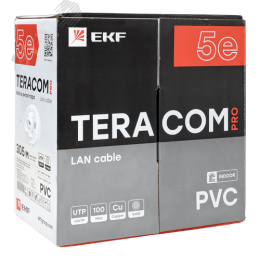 Витая пара TERACOM PRO 5E U/UTP 4 пары solid 24AWG PVC серый 305м