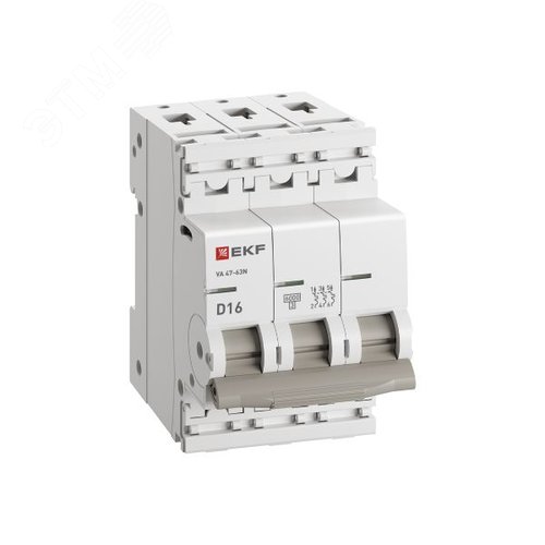 Выключатель автоматический трехполюсный 3P 16 кА (D) 6kA ВА 47-63N M636316D PROXIMA EKF