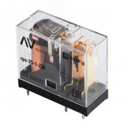Реле промежуточное РП slim 25/1 10A 230В AC AVERES