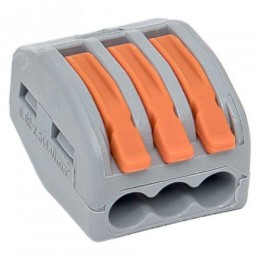 Клемма СМК 222-413 с рычагом 3 отверстия блистер (20шт.) EKF