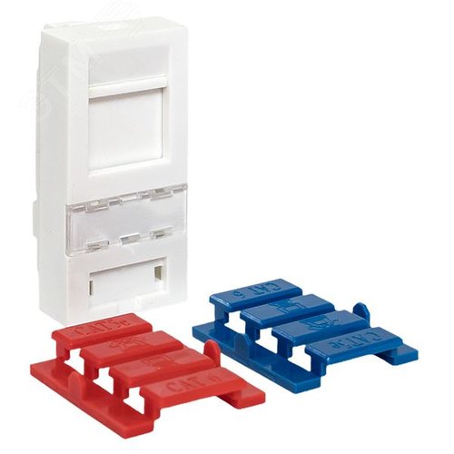 Вставка розеточная TERACOM PRO 45x22.5мм формат Mosaic на 1 модуль Keystone со шторкой и маркером белая