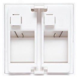 Вставка розеточная TERACOM PRO 45x45мм формат Mosaic на 2 модуля Keystone со шторками и маркерами белая