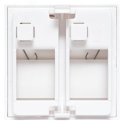 Вставка розеточная TERACOM PRO 45x45мм формат Mosaic на 2 модуля Keystone со шторками и маркерами белая