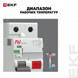 Устройство защитного отключения DV 2P 63А/30мА (AC) AVERES