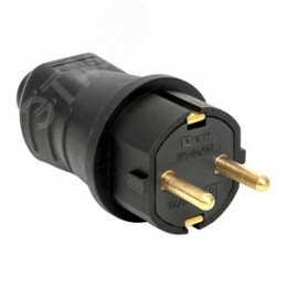 Вилка прямая каучуковая 230В 2P+PE 16A IP44 Марс