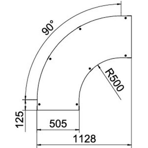 Крышка угловой секции 90°, B=500 мм, FT (BD 90 500 R5 FT)
