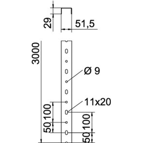 U-образная профильная рейка 50x30x3000 мм, S=1.5 мм (USL 5 300 FS RU)
