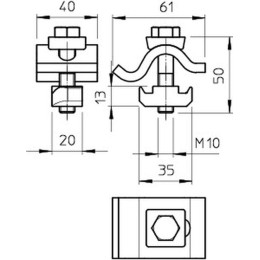 Комплект крепежный, 2 штуки , сталь, FT (TKH-L-25 FT)