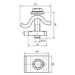 Комплект крепежный, 2 штуки , сталь, FT (TKH-L-25 FT)