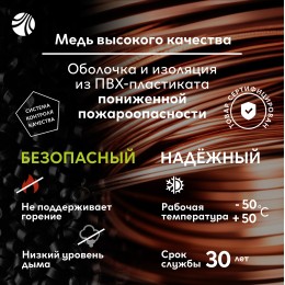 Кабель силовой ВВГ-Пнг(А)-LS 3х1,5-10 м Семейный Бренд