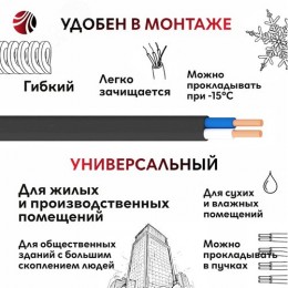 Кабель силовой ППГ-П нг (А) -НF 2х1.5 - 0.66  ТРТС барабан