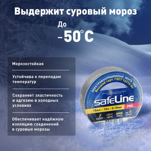 Изолента Safeline 15/10 серо-стальной
