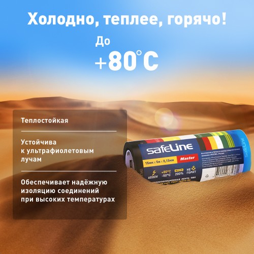 Изолента ПВХ разноцветная 15мм 5м (7цветов)       Safeline
