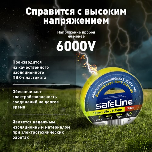 Изолента ПВХ желтая 15мм 20м