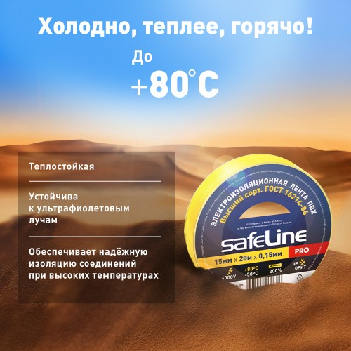 Изолента ПВХ желтая 15мм 20м