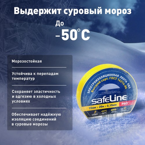Изолента ПВХ желтая 15мм 20м