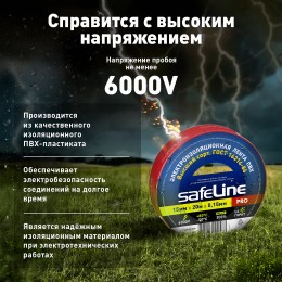 Изолента ПВХ красная 15мм 20м Safeline