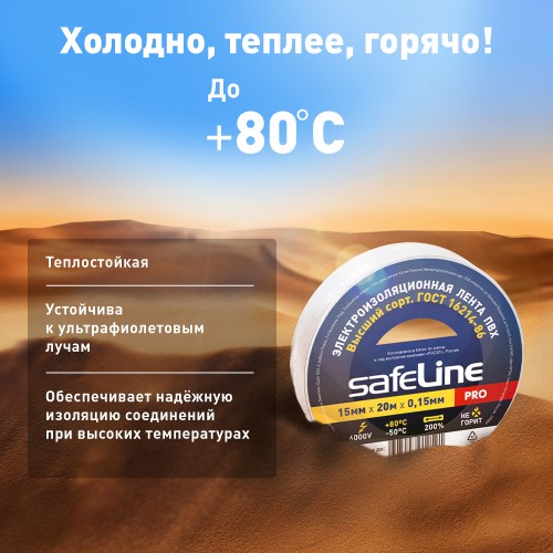 Изолента ПВХ белая 15мм 20м Safeline
