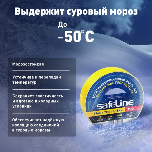 Изолента ПВХ желтая 19мм 20м