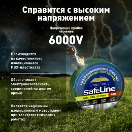 Изолента ПВХ зеленая 19мм 20м Safeline