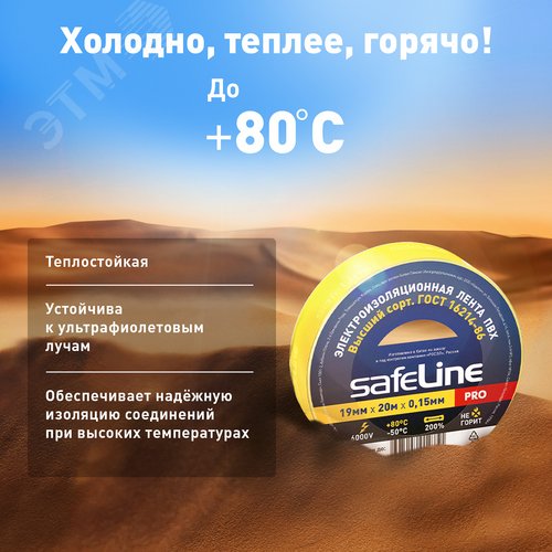 Изолента ПВХ желтая 19мм 20м